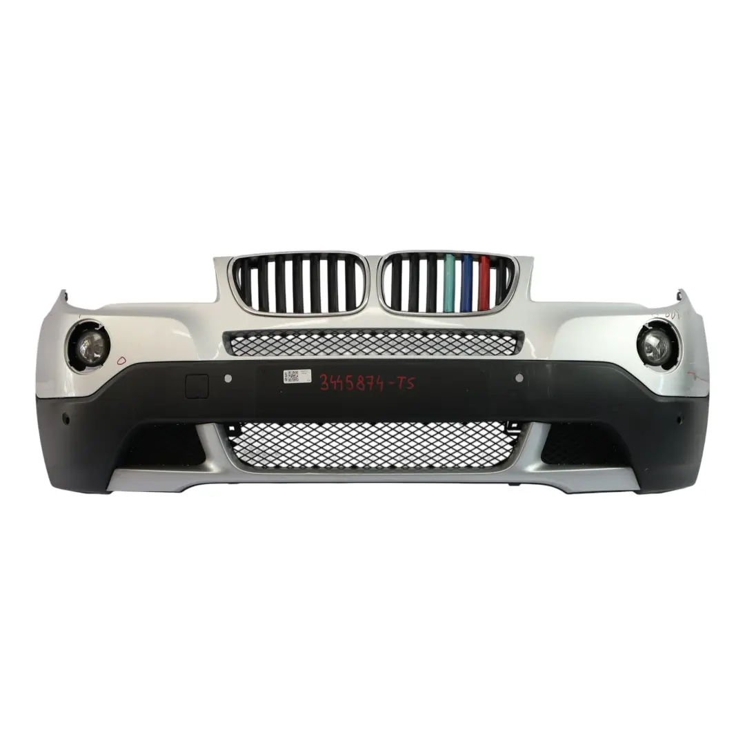 Complete Front Bumper PDC Titansilber Titan Silver - 354 to BMW X3 E83 LCI with Part number 3445874 BMW X3 E83 LCI Complete Front Bumper PDC Titansilber Titan Silver - 354 - SKU 3445874-TS - Part number 3445874