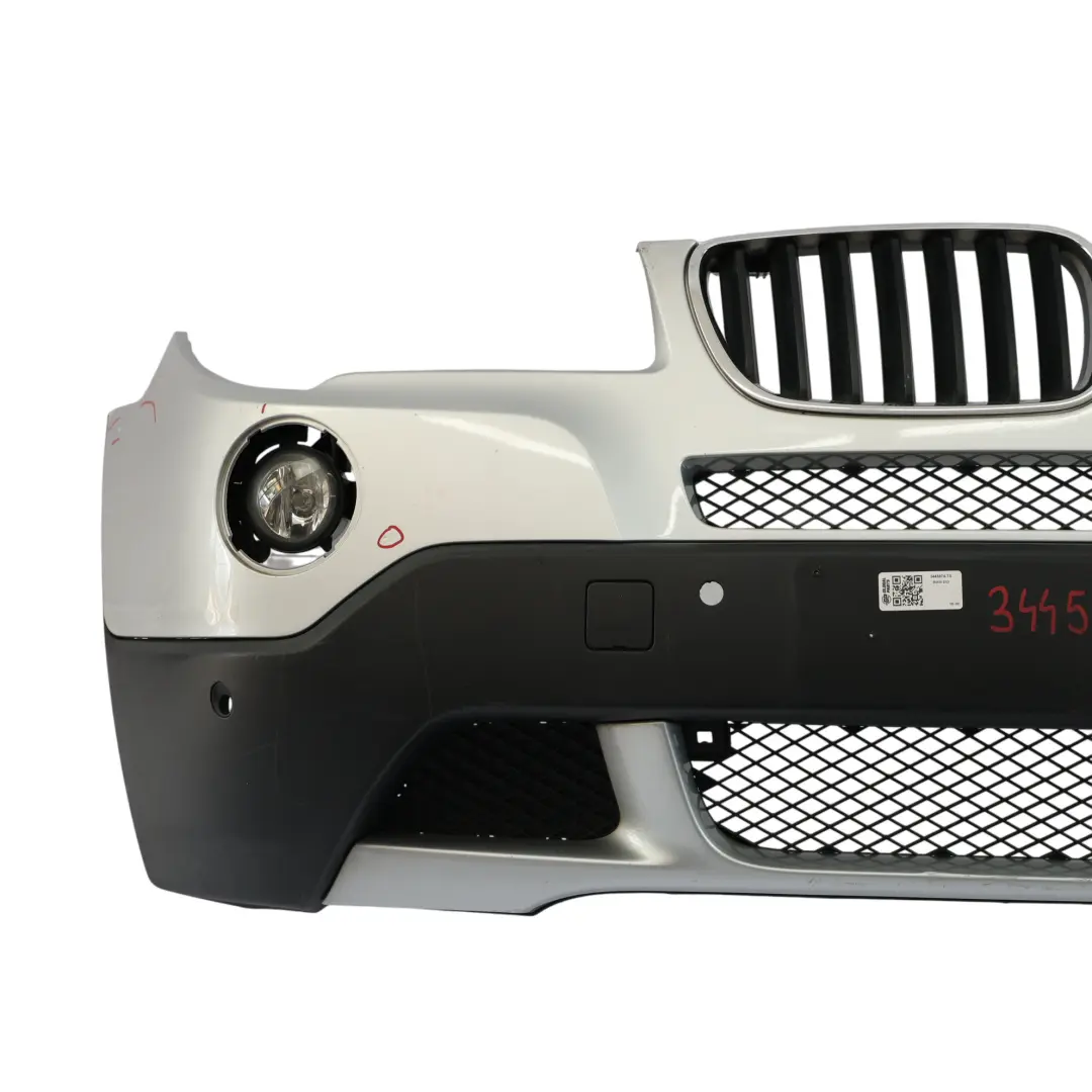Complete Front Bumper PDC Titansilber Titan Silver - 354 to BMW X3 E83 LCI with Part number 3445874 BMW X3 E83 LCI Complete Front Bumper PDC Titansilber Titan Silver - 354 - SKU 3445874-TS - Part number 3445874