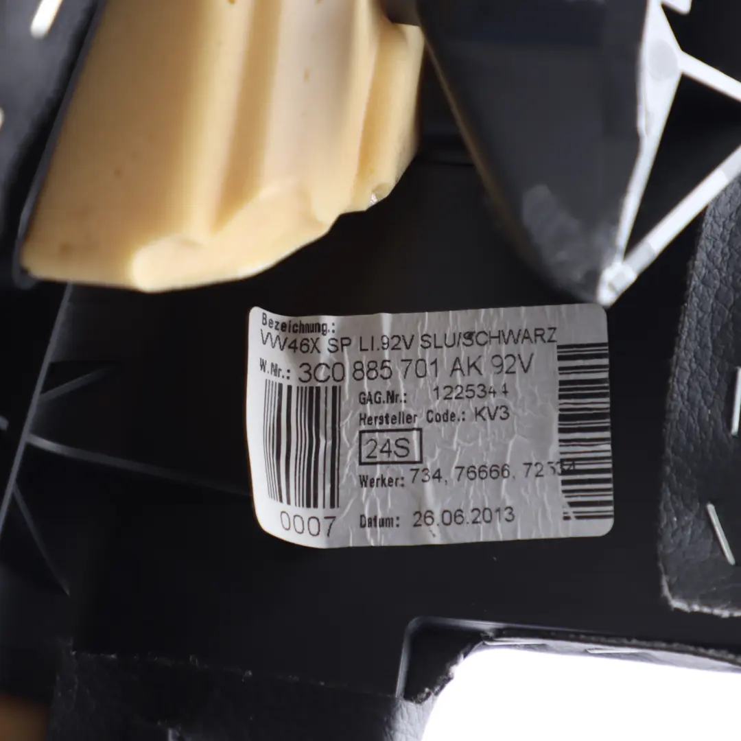 Finisher Left N/S Bench Side Black Fabric to VW Passat B7 Rear Seat with Part number 3AA885701T VW Passat B7 Rear Seat Finisher Left N/S Bench Side Black Fabric - SKU 3AA885701T - Part number 3AA885701T