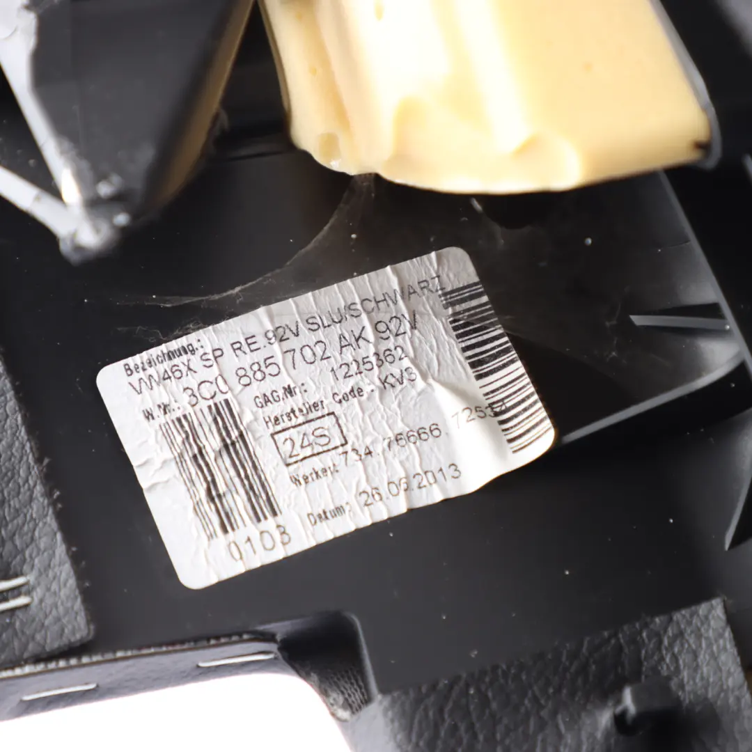 Finisher Right O/S Bench Side Fabric Black to VW Passat B7 Rear Seat with Part number 3AA885702T VW Passat B7 Rear Seat Finisher Right O/S Bench Side Fabric Black - SKU 3AA885702T - Part number 3AA885702T