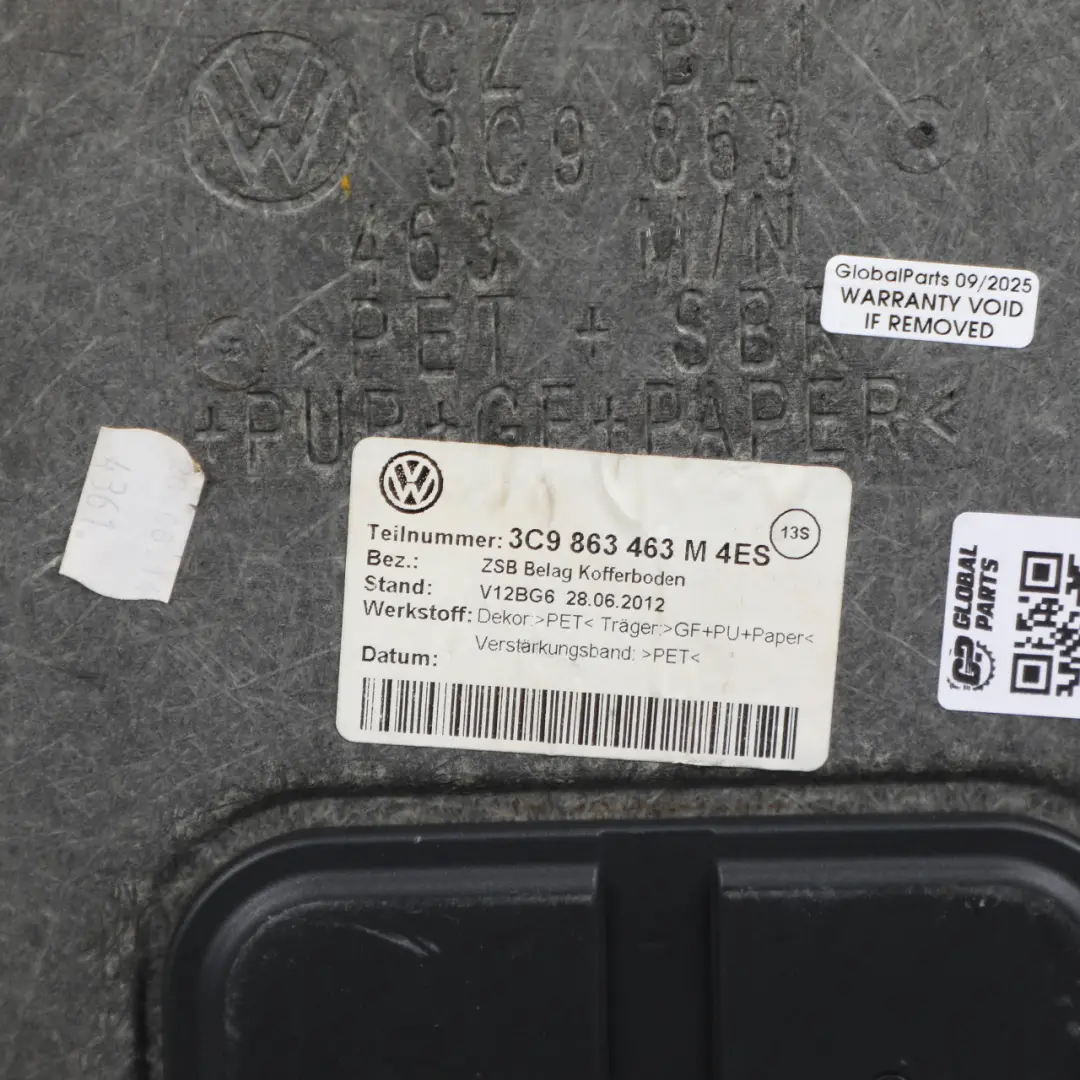 Volkswagen VW Passat B7 Boot Trunk Floor Trim Rear Cover Black - SKU 3C9863463M - Part number 3C9863463M