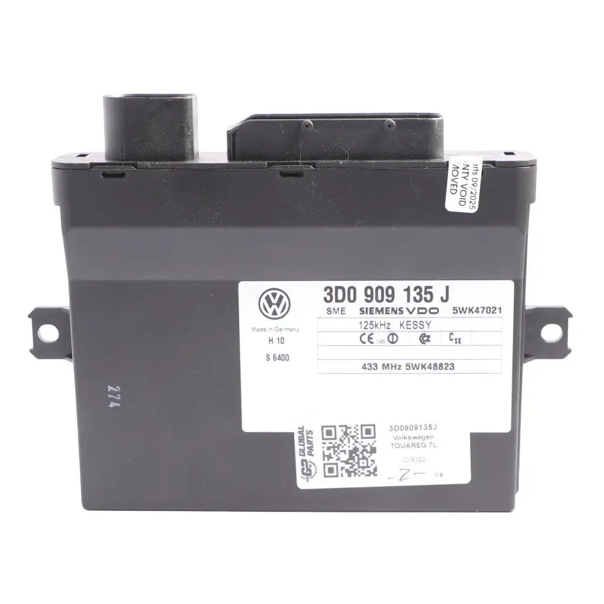 Volkswagen Touareg 7L Keyless Entry Module Control Unit ECU 3D0909135J
