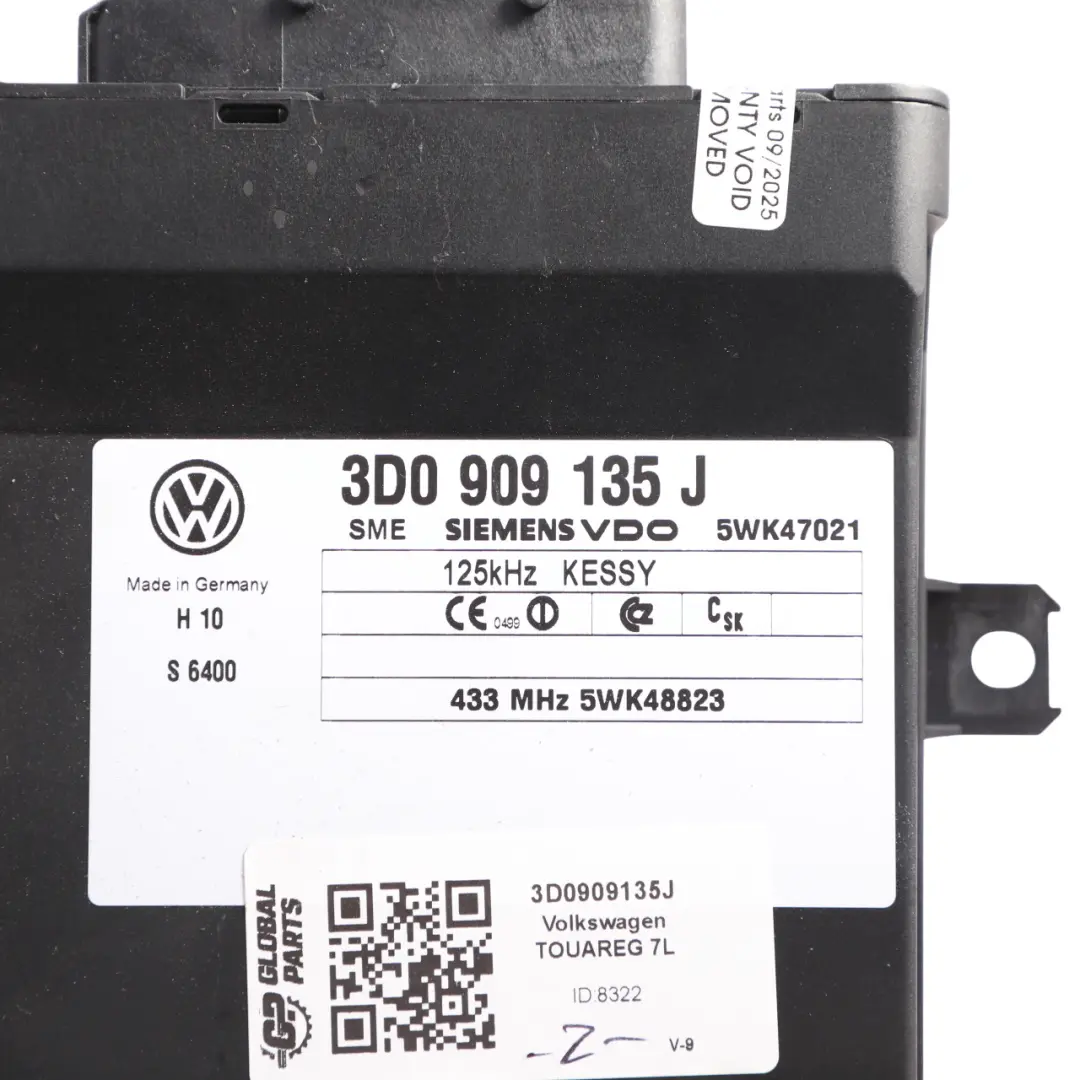 7L Módulo Control Entrada Sin Llave ECU para Volkswagen Touareg con número de pieza 3D0909135J Volkswagen Touareg 7L Módulo Control Entrada Sin Llave ECU - SKU 3D0909135J - Número de pieza 3D0909135J