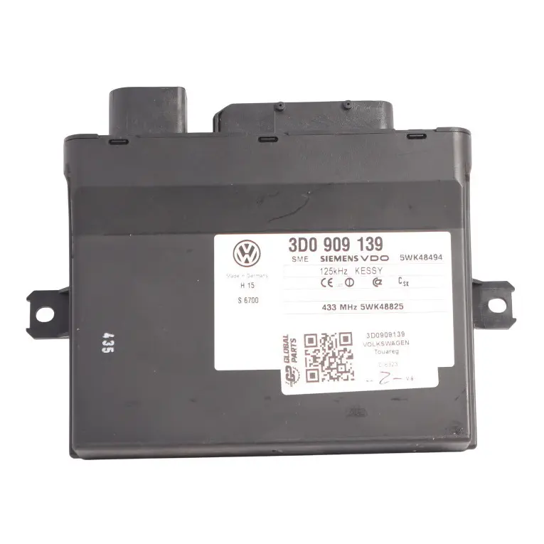 7L Keyless Entry Module Control Unit ECU to Volkswagen Touareg with Part number 3D0909139 Volkswagen Touareg 7L Keyless Entry Module Control Unit ECU - SKU 3D0909139 - Part number 3D0909139