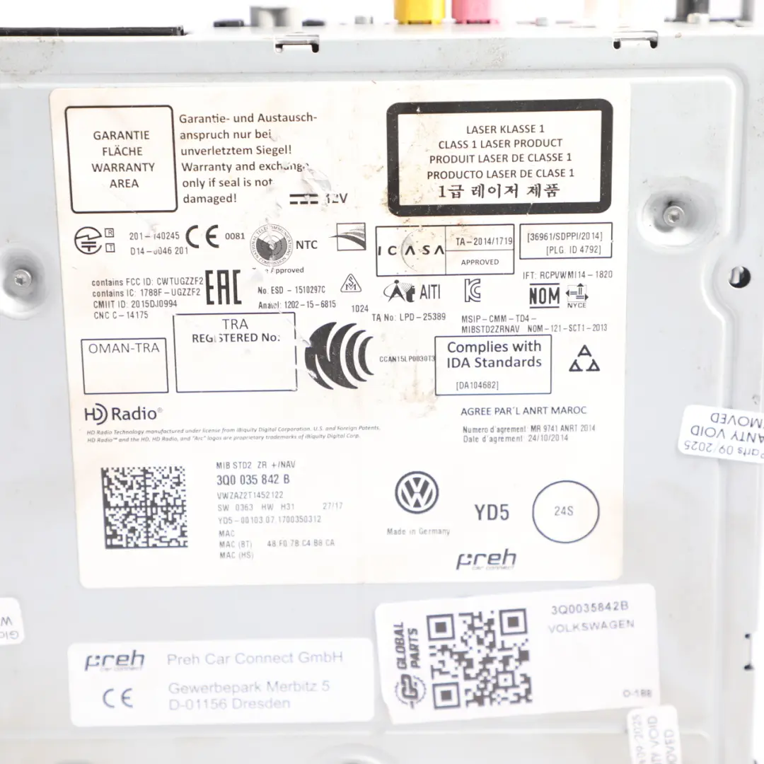 Volkswagen Polo V Golf VI Radio CD Stereo Radio Head Unit - SKU 3Q0035842B - Part number 3Q0035842B