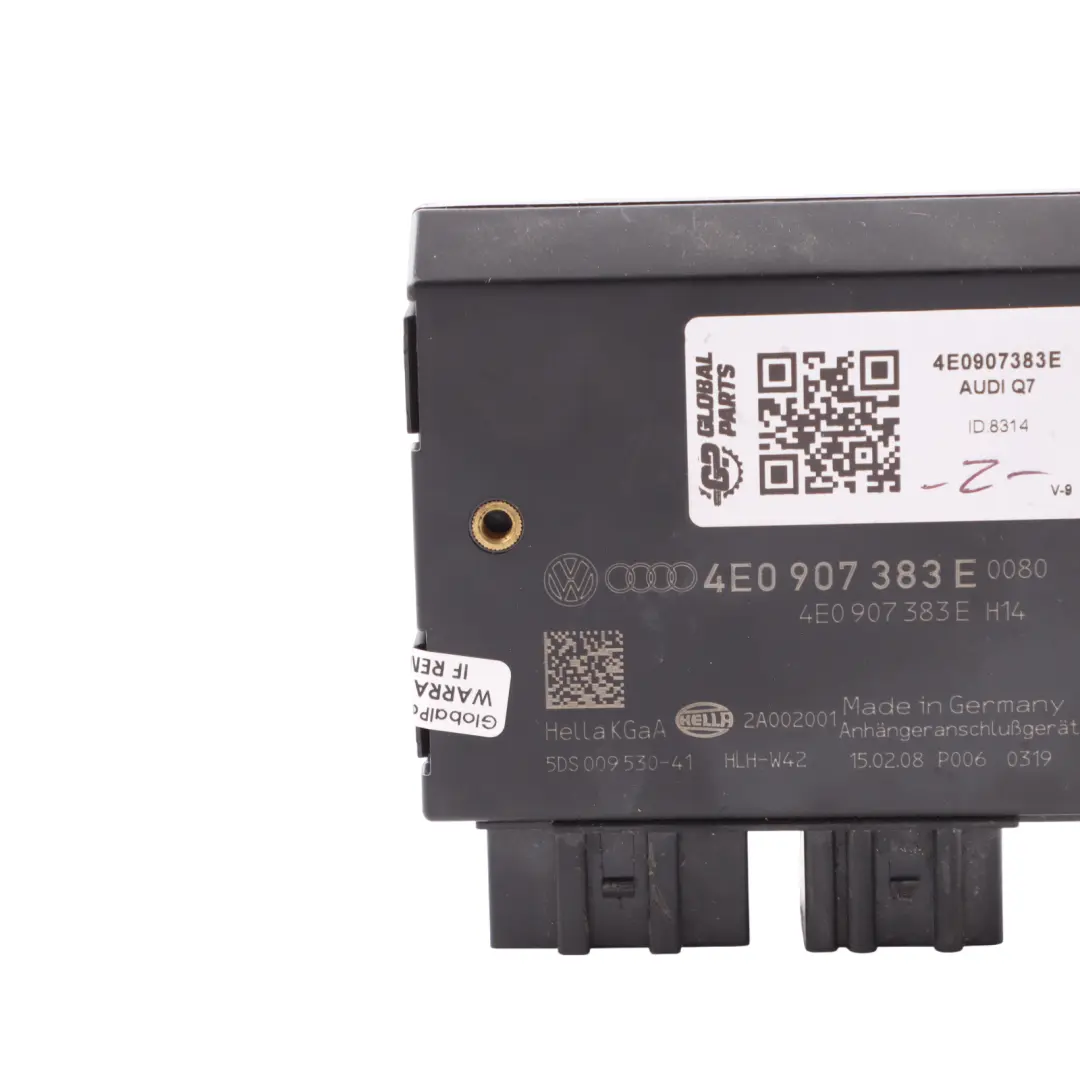 Audi Q7 4L Tow Bar Trailer Towing Control Module Unit - SKU 4E0907383E - Part number 4E0907383E