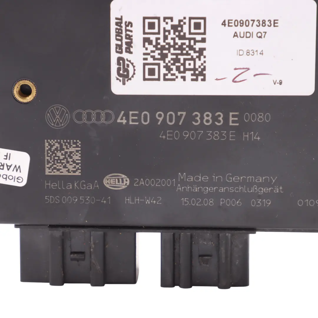 Audi Q7 4L Tow Bar Trailer Towing Control Module Unit - SKU 4E0907383E - Part number 4E0907383E