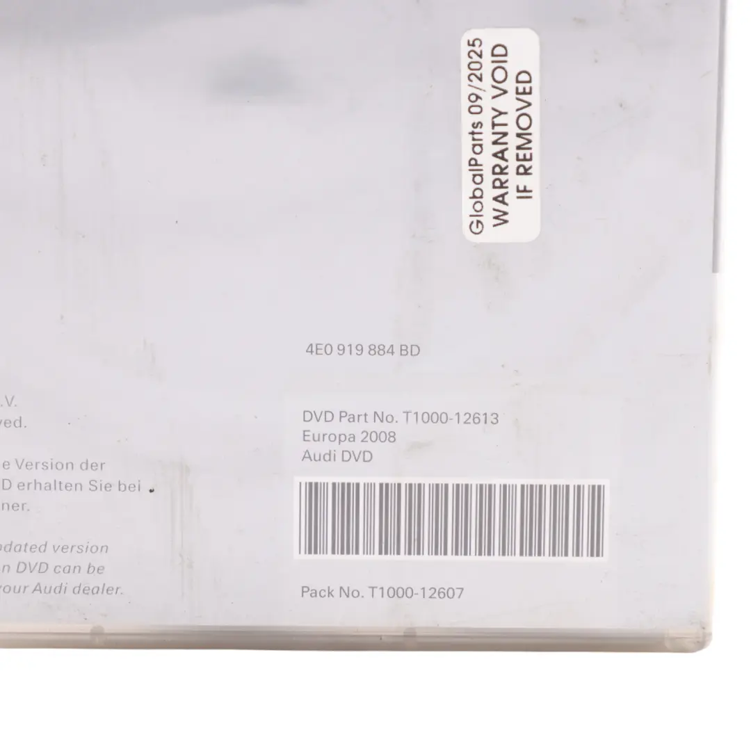 Navigation Disc DVD Europe Version 2008 to Audi Q7 4L A8 D3 with Part number 4E0919884BD Audi Q7 4L A8 D3 Navigation Disc DVD Europe Version 2008 - SKU 4E0919884BD - Part number 4E0919884BD