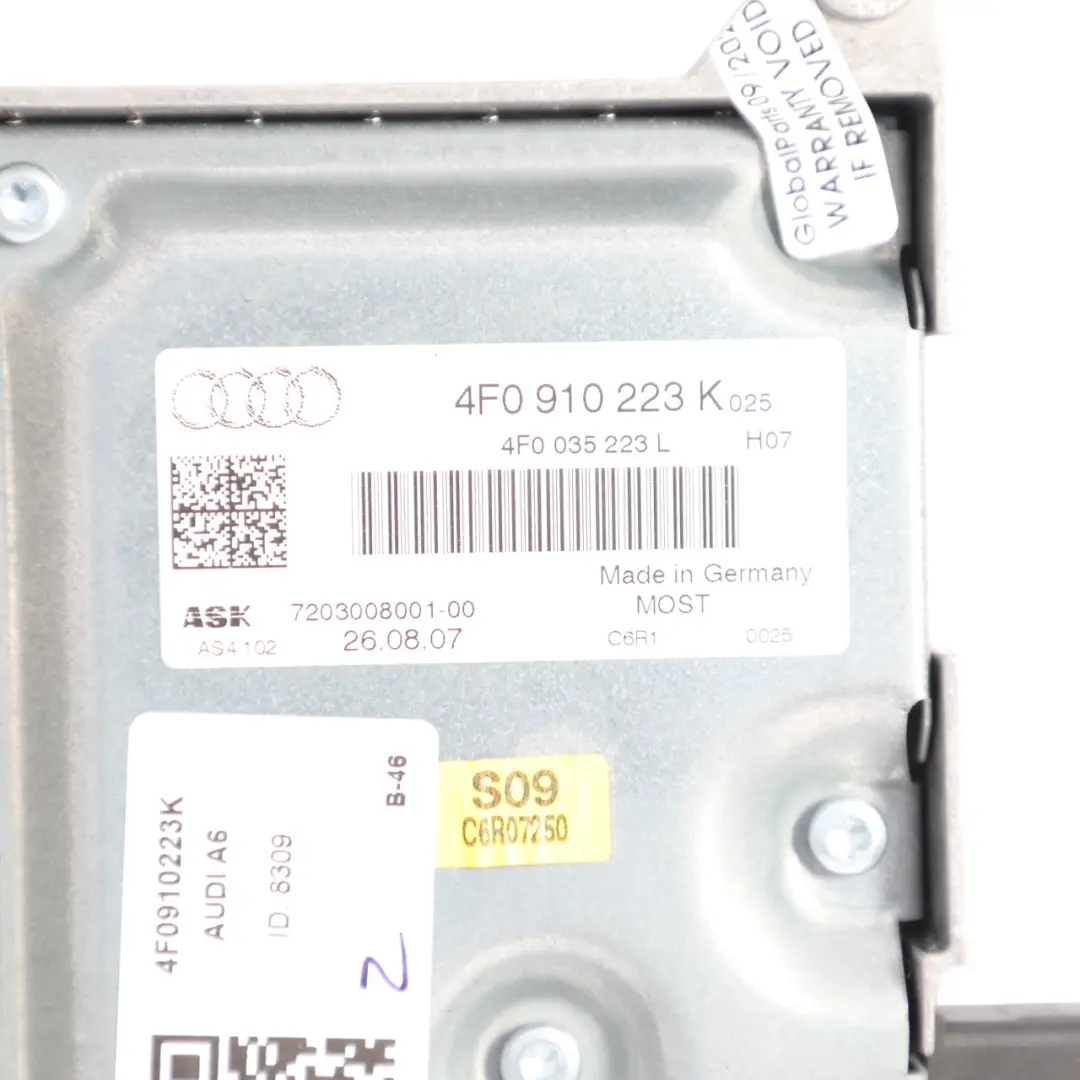 Amplifier Audio Sound Control Unit Module Controller to Audi A6 S6 C6 with Part number 4F0910223K Audi A6 S6 C6 Amplifier Audio Sound Control Unit Module Controller - SKU 4F0910223K - Part number 4F0910223K