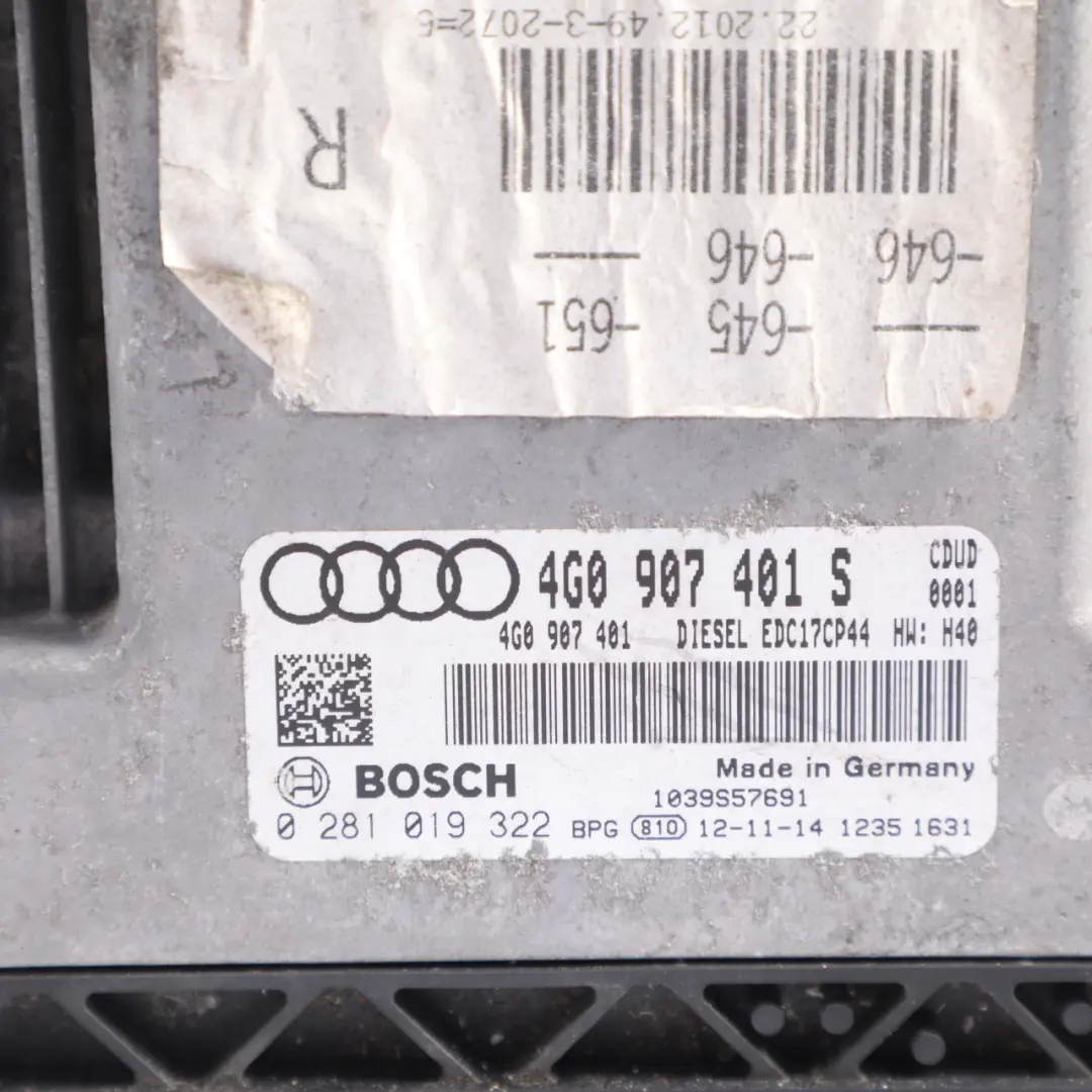 Audi A7 4G C7 3.0 TDI CDUD 245HP Quattro Engine Module ECU Automatic - SKU 4G0907401S-1 - Part number 4G0907401S