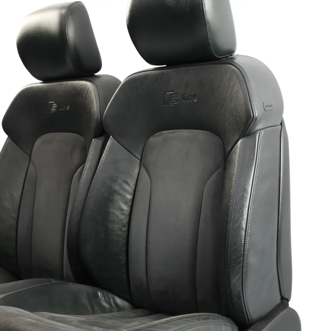 Audi Q7 4L S-Line Front Seats Memory Heated Screen Leather Alcantara Black Set - SKU 4L0881805G-2 - Part number 4L0881805G