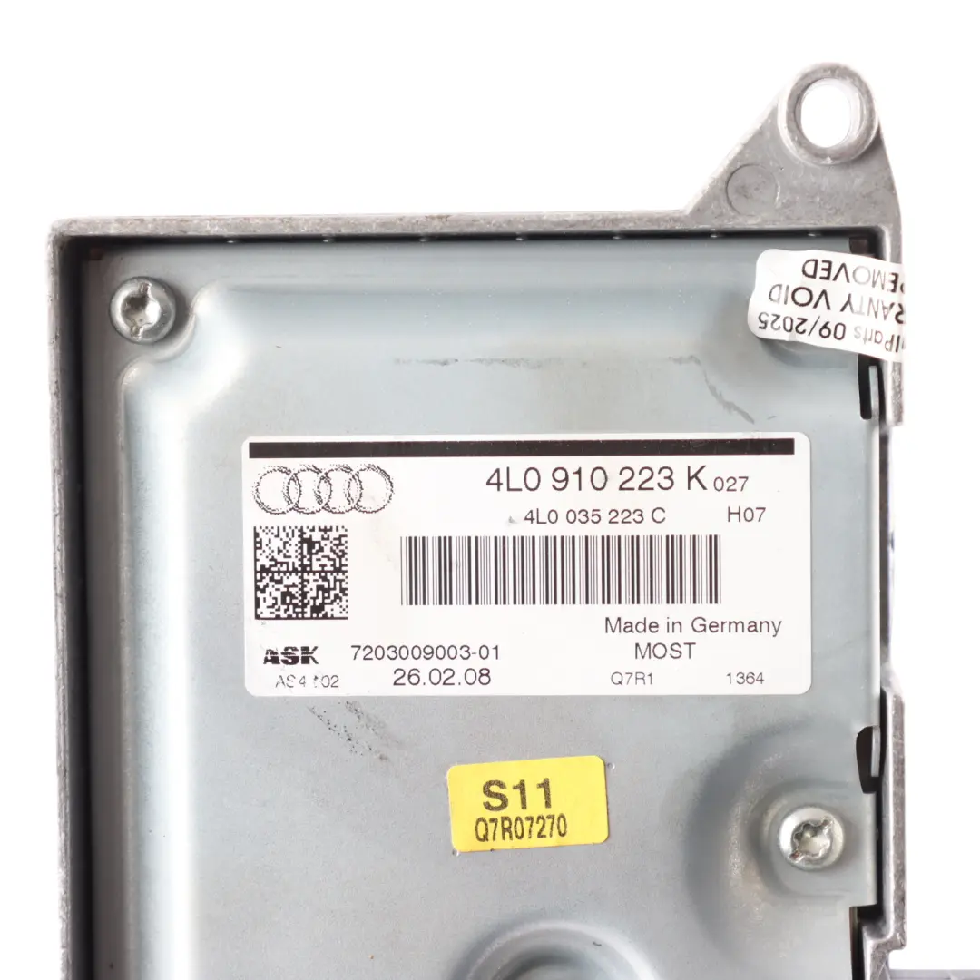 Audio Amplifier Sound System Unit Module Control ECU to Audi Q7 4L with Part number 4L0910223K Audi Q7 4L Audio Amplifier Sound System Unit Module Control ECU - SKU 4L0910223K - Part number 4L0910223K
