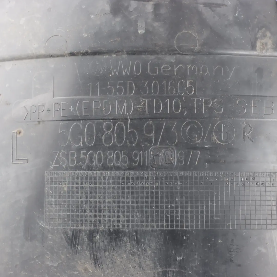 Arch Liner Housing Panel Front Left N/S 5G0805973G to Volkswagen VW Golf Mk7 Wheel with Part number 5G0805911AK Volkswagen VW Golf Mk7 Wheel Arch Liner Housing Panel Front Left N/S 5G0805973G - SKU 5G0805911AK - Part number 5G0805911AK