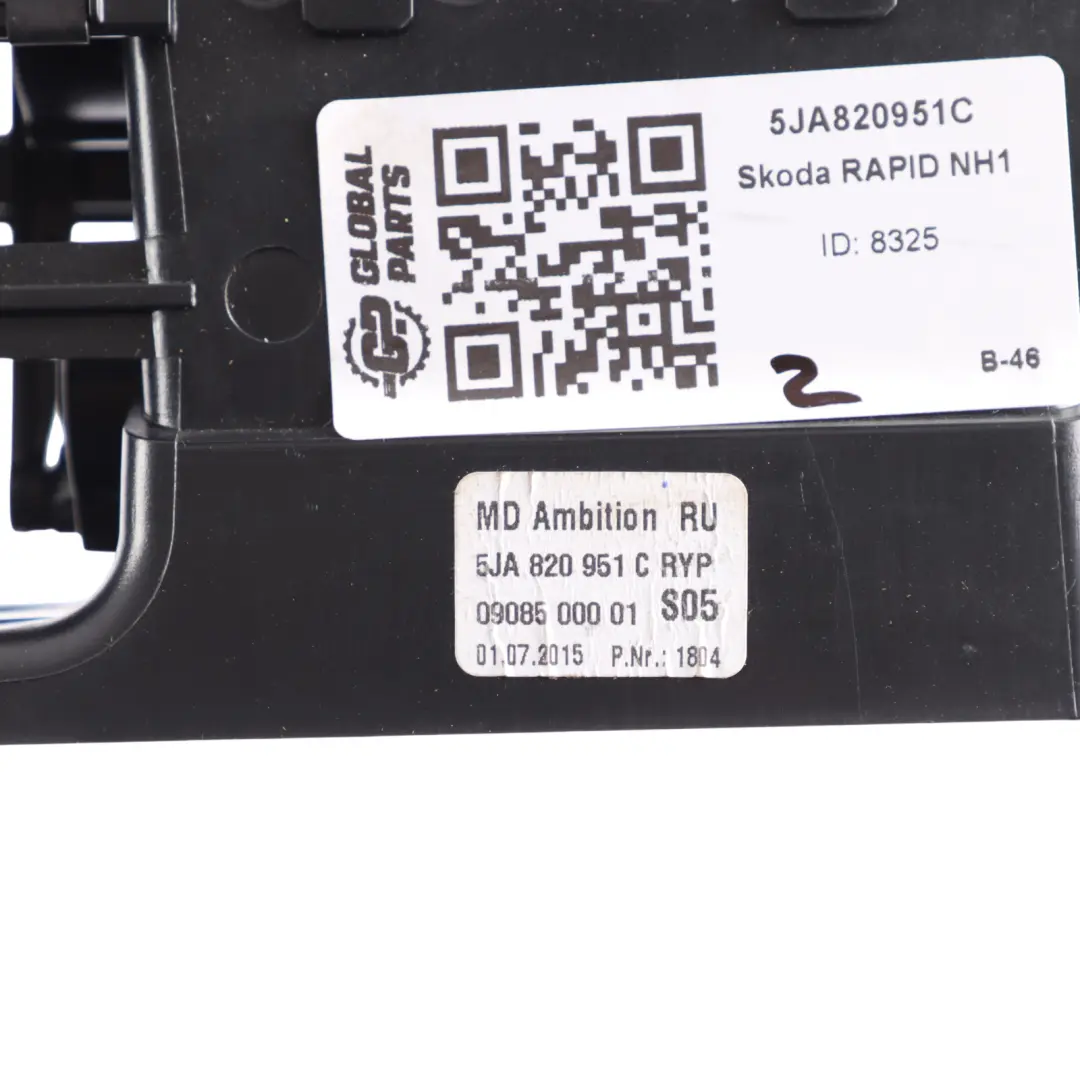 Centre Dashboard Air Vent Panel Nozzle Trim Black to Skoda Rapid NH1 with Part number 5JA820951C Skoda Rapid NH1 Centre Dashboard Air Vent Panel Nozzle Trim Black - SKU 5JA820951C - Part number 5JA820951C