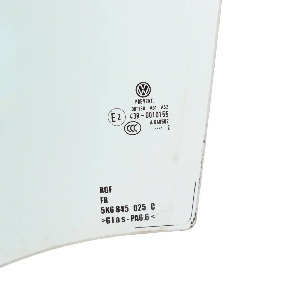Volkswagen Golf Mk6 5Dr Door Window Glass AS2 Rear Left N/S - SKU 5K6845025C - Part number 5K6845025C