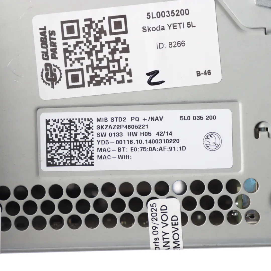 Skoda Yeti 5L Radio Stereo Head Unit Navigation Display Screen STD2 - SKU 5L0035200 - Part number 5L0035200
