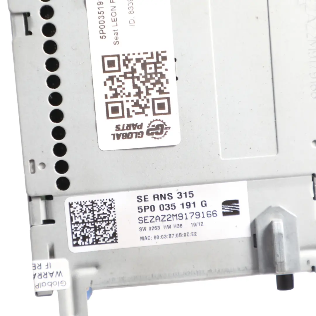 Mk2 1P Head Unit Audio Radio Display Navigation to Seat Leon FR with Part number 5P0035191G Seat Leon FR Mk2 1P Head Unit Audio Radio Display Navigation - SKU 5P0035191G - Part number 5P0035191G