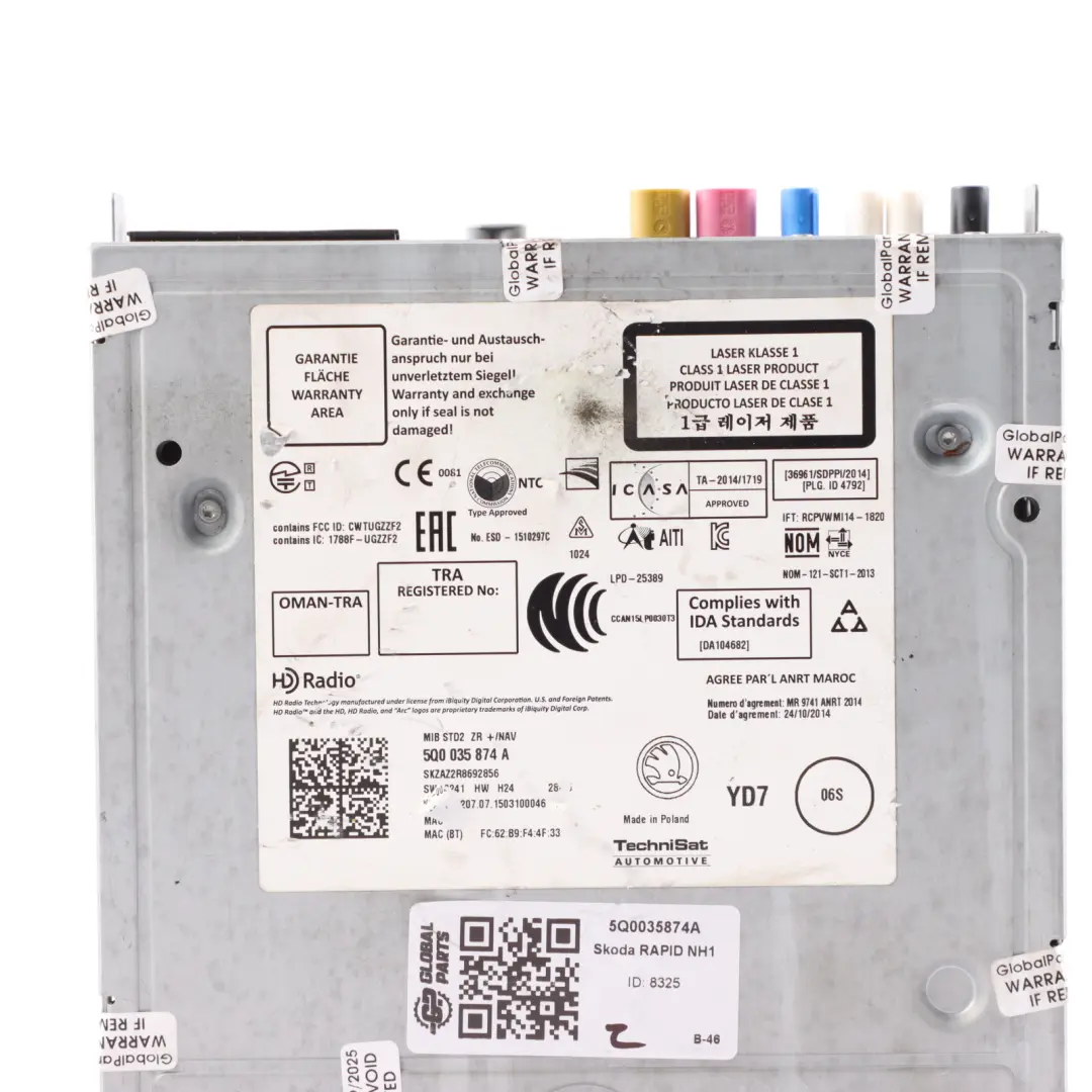 Skoda Rapid Spaceback NH1 Multimedia Audio Sat Nav Head Unit - SKU 5Q0035874A - Part number 5Q0035874A