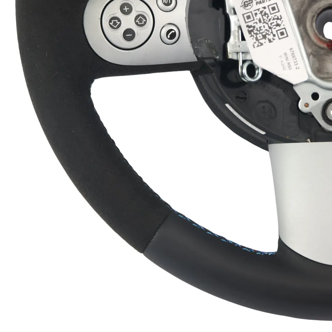 Steering Wheel NEW Black Leather Alcantara Sport to Mini Cooper R50 R52 R53 with Part number 6769733 Mini Cooper R50 R52 R53 Steering Wheel NEW Black Leather Alcantara Sport - SKU 6769733-2 - Part number 6769733