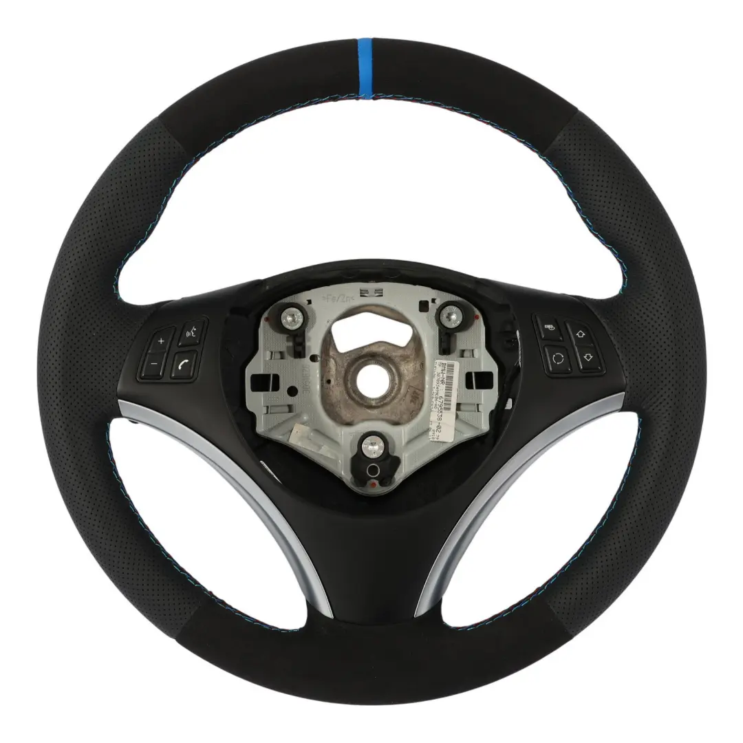 Steering Wheel M Sport Look NEW Leather Alcantara Trim to BMW E81 E87 E90 E91 E92 with Part number 6795570 BMW E81 E87 E90 E91 E92 Steering Wheel M Sport Look NEW Leather Alcantara Trim - SKU 6795570-6-TRIM - Part number 6795570
