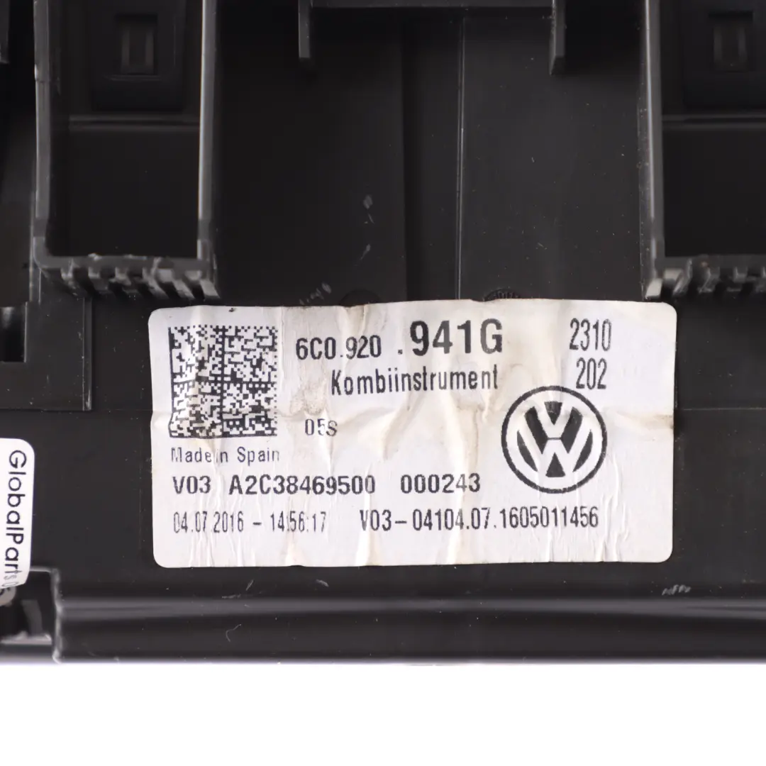 Mk5 6C Instrument Cluster Speedo Meter Manual Diesel to Volkswagen Polo with Part number 6C0920941G Volkswagen Polo Mk5 6C Instrument Cluster Speedo Meter Manual Diesel - SKU RHD-6C0920941G - Part number 6C0920941G