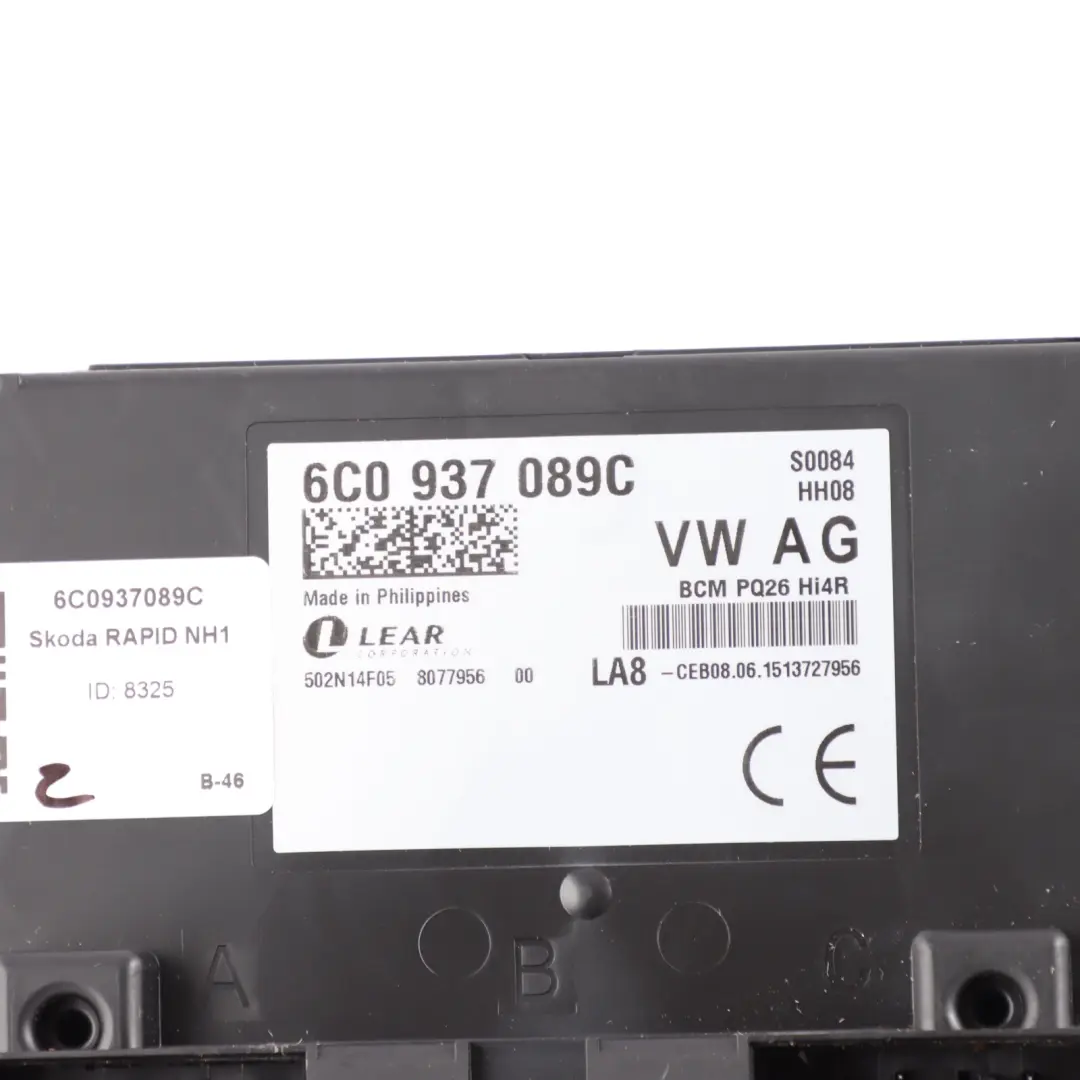 Body Control Module Unit ECU to Skoda Rapid NH1 BCM with Part number 6C0937089C Skoda Rapid NH1 BCM Body Control Module Unit ECU - SKU 6C0937089C - Part number 6C0937089C