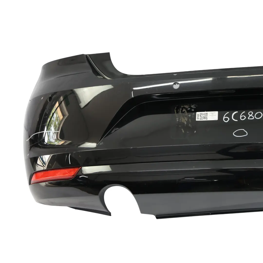 Bumper Rear Trim Panel Deep Black Pearl Effect - C9X to Volkswagen VW Polo 6R with Part number 6C6807421A Volkswagen VW Polo 6R Bumper Rear Trim Panel Deep Black Pearl Effect - C9X - SKU 6C6807421A-DBL - Part number 6C6807421A