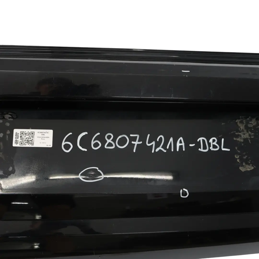 Bumper Rear Trim Panel Deep Black Pearl Effect - C9X to Volkswagen VW Polo 6R with Part number 6C6807421A Volkswagen VW Polo 6R Bumper Rear Trim Panel Deep Black Pearl Effect - C9X - SKU 6C6807421A-DBL - Part number 6C6807421A