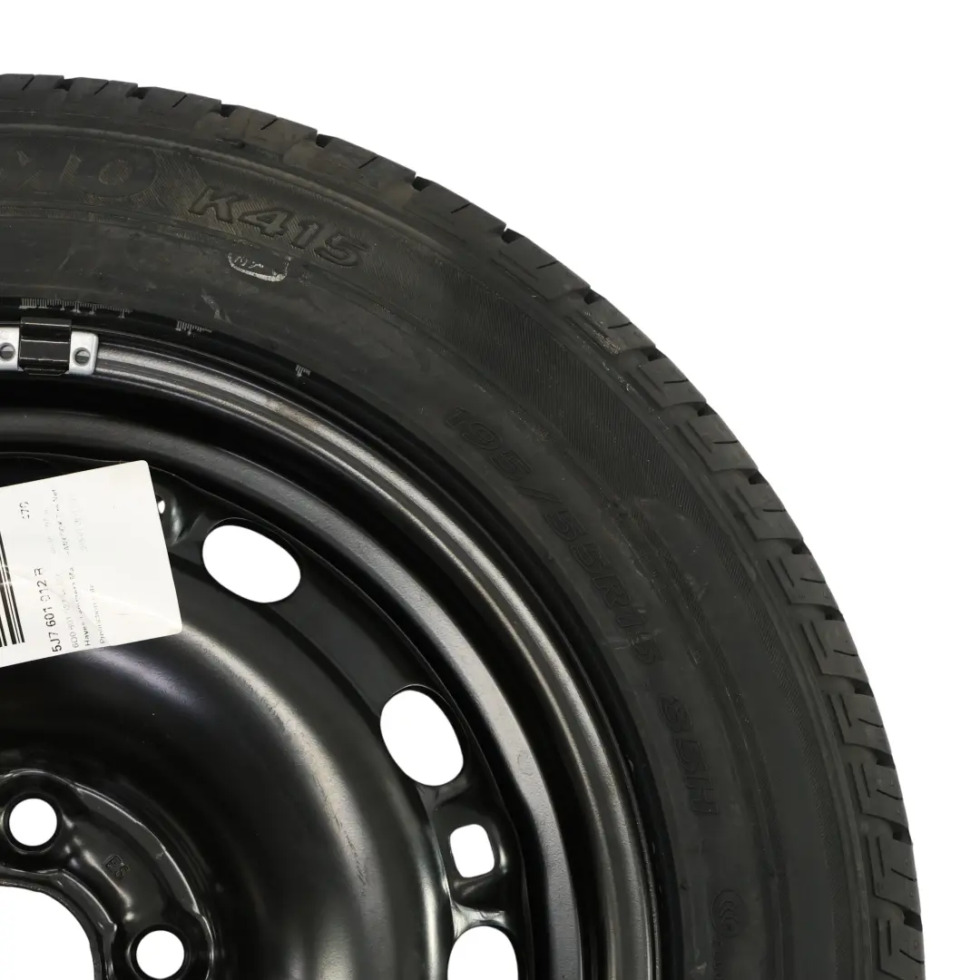 Spare Wheel Steel Rim R15 6J ET:43 Hankook Tire 195/55 to Skoda Fabia 1 with Part number 6Q0601027M Skoda Fabia 1 Spare Wheel Steel Rim R15 6J ET:43 Hankook Tire 195/55 - SKU 6Q0601027M-1 - Part number 6Q0601027M