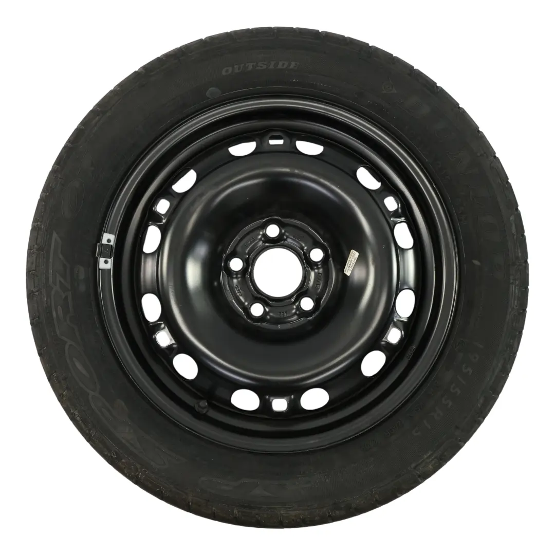 Skoda Fabia Mk1 Spare Wheel Steel Rim R15 6J ET:43 Dunlop Tire 195/55 - SKU 6Q0601027M-2 - Part number 6Q0601027M