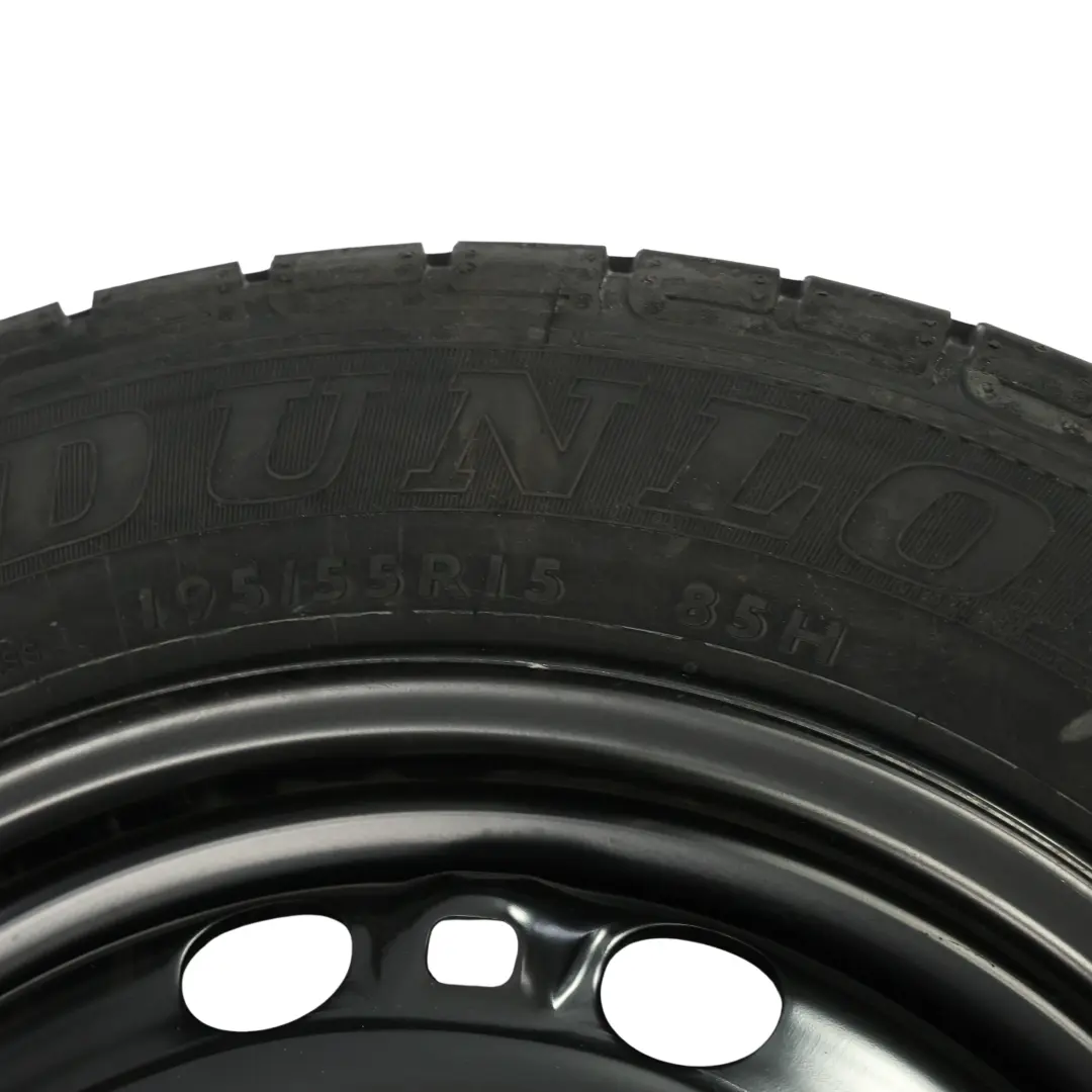 Ersatzrad Stahlfelge R15 6J ET:43 Dunlop Reifen 195/55 für Skoda Fabia 1 mit Teilenummer 6Q0601027M Skoda Fabia 1 Ersatzrad Stahlfelge R15 6J ET:43 Dunlop Reifen 195/55 - SKU 6Q0601027M-2 - Teilenummer 6Q0601027M