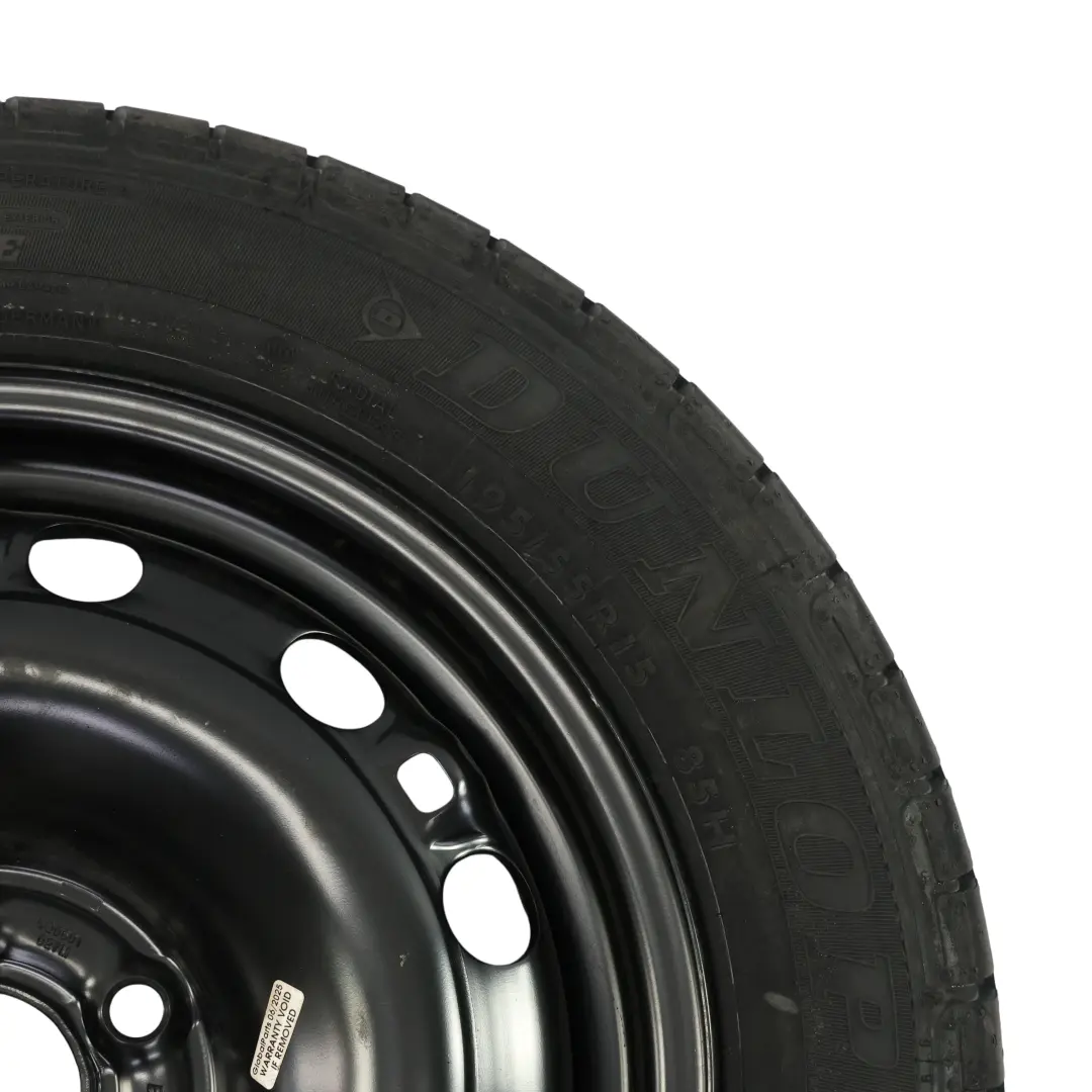 Skoda Fabia 1 Rueda Repuesto Llanta Acero R15 6J ET:43 Dunlop 195/55 - SKU 6Q0601027M-2 - Número de pieza 6Q0601027M