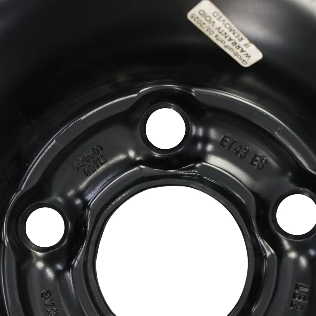 Skoda Fabia 1 Ruota Scorta Acciaio R15 6J ET:43 Dunlop 195/55 - SKU 6Q0601027M-2 - Numero di parte 6Q0601027M