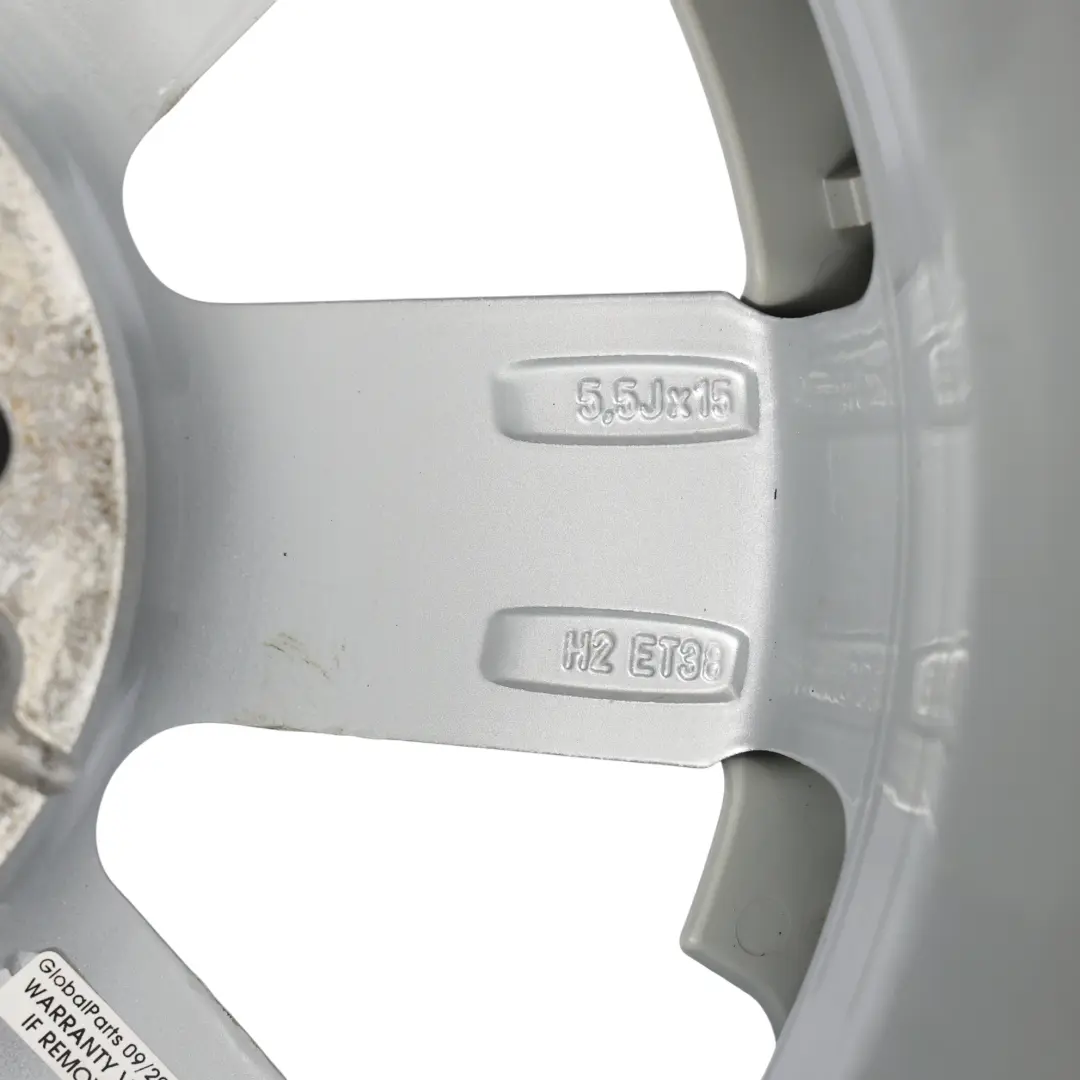 VW Volkswagen Polo 6R Mk5 Wheel Rim Alloy Silver 15" ET:38 5,5J - SKU 6R0601025E-1 - Part number 6R0601025E
