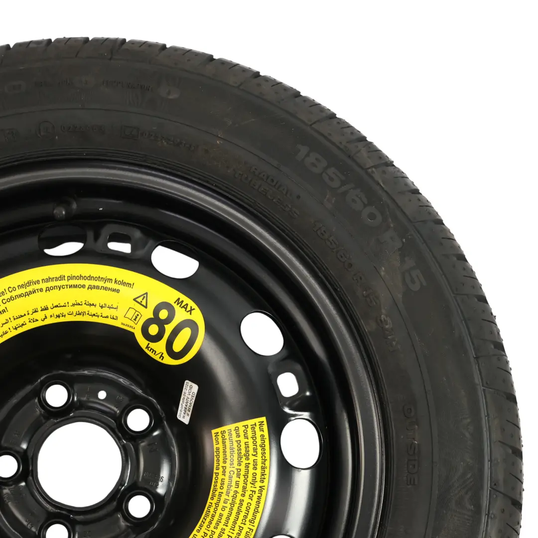 Mk5 Ruota Scorta Continental R15 6J 185/60 ET:38 per Volkswagen Polo con numero di parte 6R0601027S Volkswagen Polo Mk5 Ruota Scorta Continental R15 6J 185/60 ET:38 - SKU 6R0601027S-1 - Numero di parte 6R0601027S