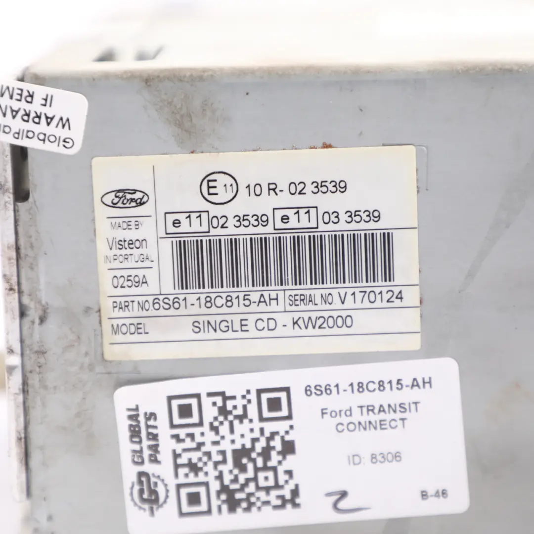 Ford Transit Connect Radio Head Unit 6000 CD Media Player Unit - SKU 6S61-18C815-AH - Part number 6S61-18C815-AH