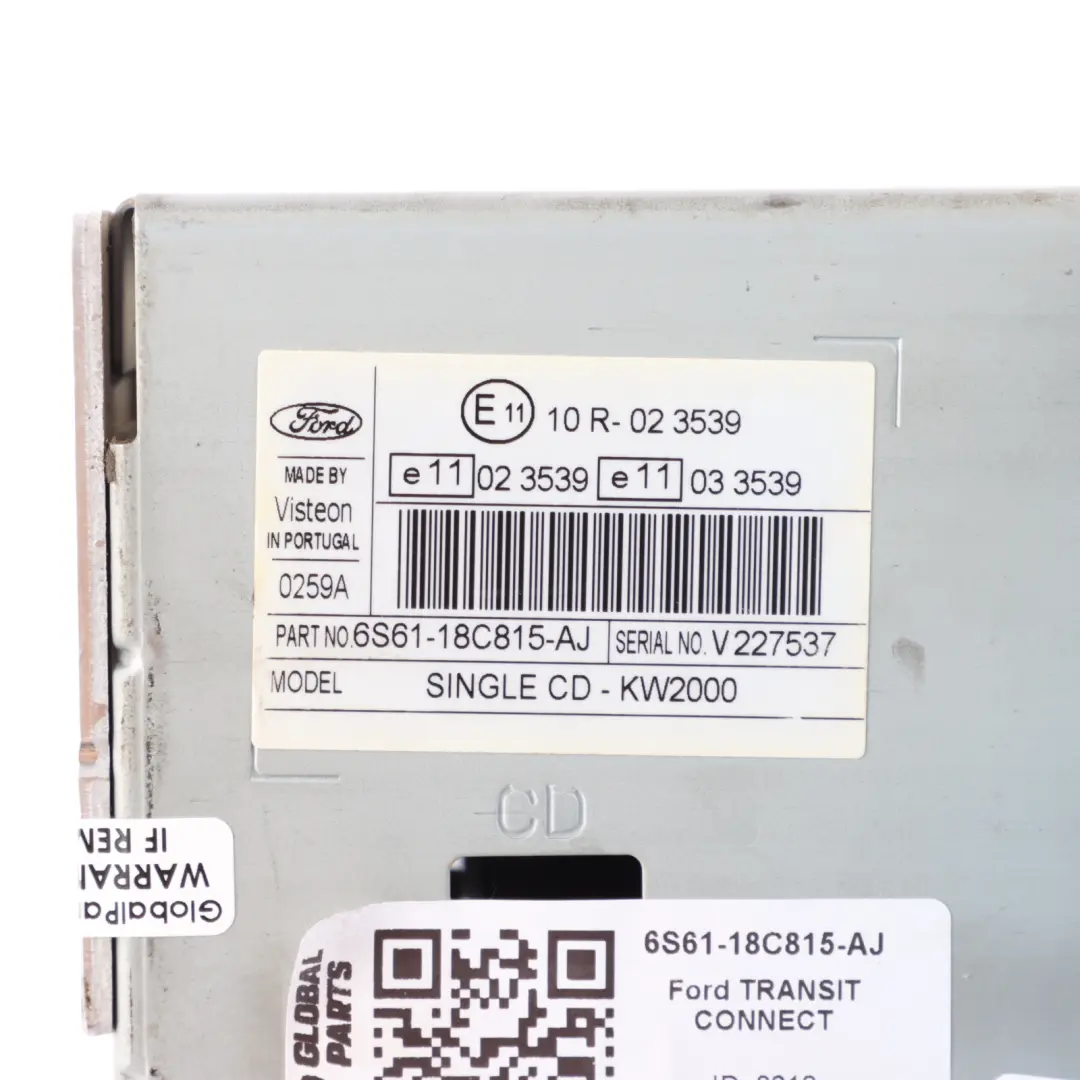 Radio Head Unit 6000 CD Media Player Unit to Ford Transit Connect with Part number 6S61-18C815-AJ Ford Transit Connect Radio Head Unit 6000 CD Media Player Unit - SKU 6S61-18C815-AJ - Part number 6S61-18C815-AJ