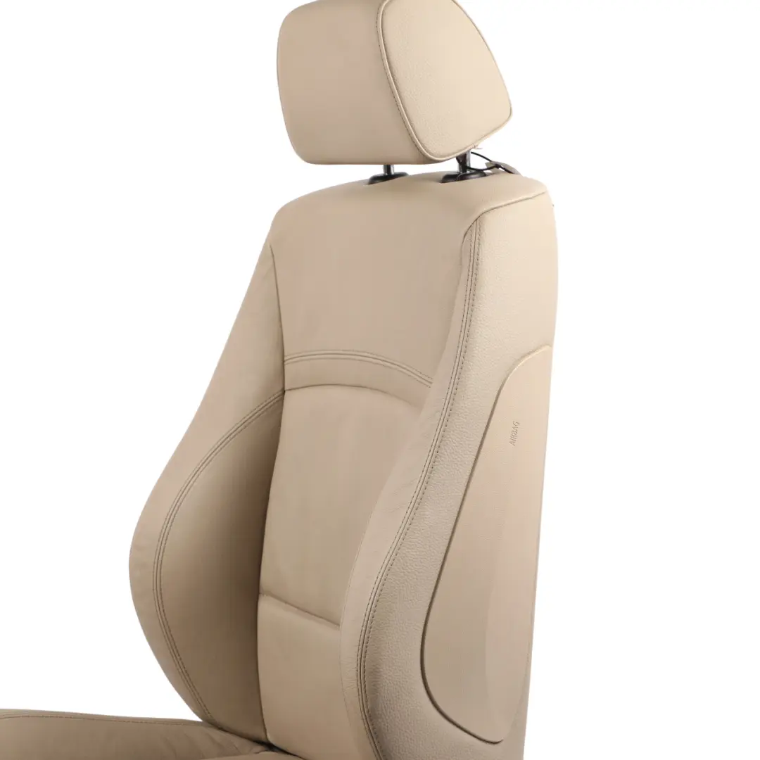 Asiento Delantero Izquierdo Calefaccionado Sport Cuero Oyster para BMW E90 E91 LCI con número de pieza 7257599 BMW E90 E91 LCI Asiento Delantero Izquierdo Calefaccionado Sport Cuero Oyster - SKU 7257599 - Número de pieza 7257599