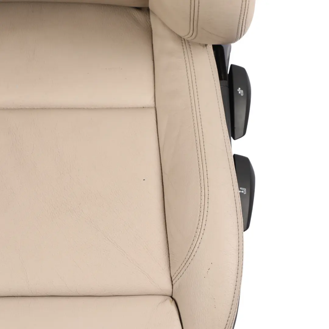 Asiento Delantero Izquierdo Calefaccionado Sport Cuero Oyster para BMW E90 E91 LCI con número de pieza 7257599 BMW E90 E91 LCI Asiento Delantero Izquierdo Calefaccionado Sport Cuero Oyster - SKU 7257599 - Número de pieza 7257599