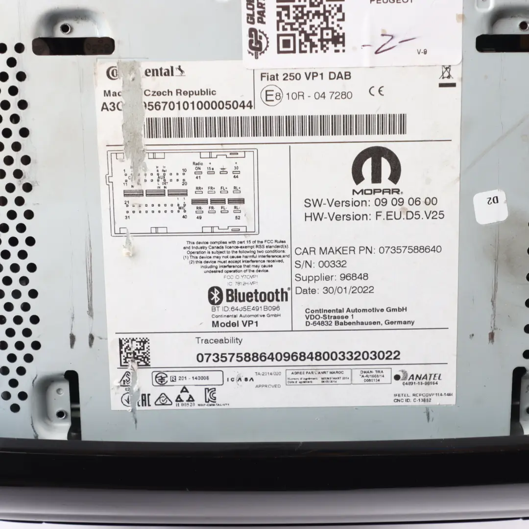  Citroen Relay Peugeot Boxer CD Radio Audio Player Head Unit Media 0 - SKU 7357588640 - Part number 07357588640