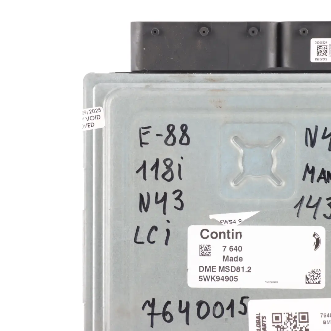 143HP N43 Engine Control ECU DME Manual to BMW E81 E87 LCI E90 118i 318i with Part number 7640015 BMW E81 E87 LCI E90 118i 318i 143HP N43 Engine Control ECU DME Manual - SKU 7640015-5 - Part number 7640015