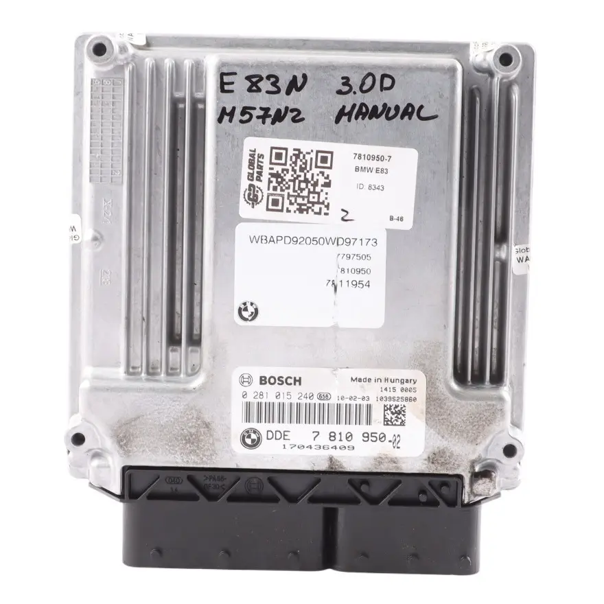BMW E83 LCI 3.0d M57N2 218HP Engine Control Unit ECU DDE Manual - SKU 7810950-7 - Part number 7810950