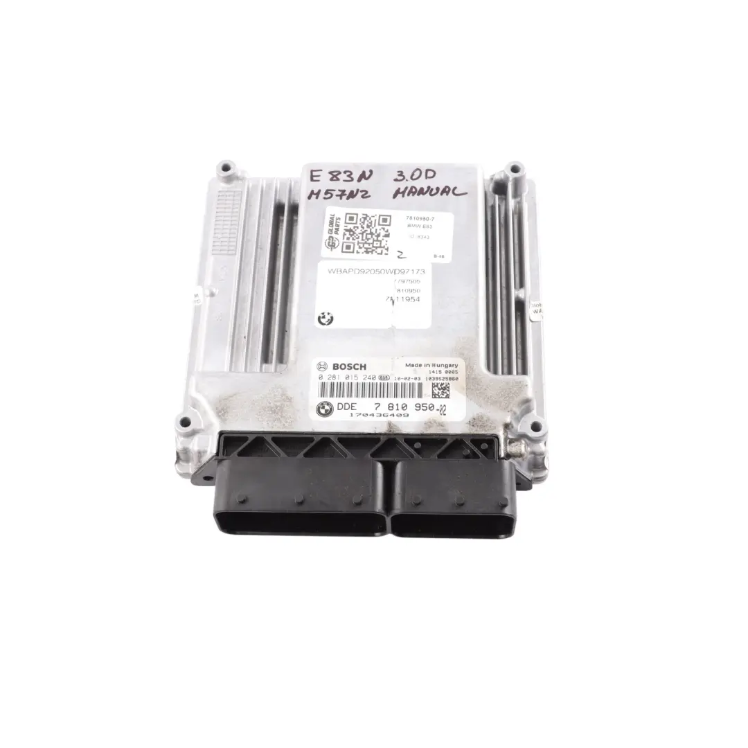 M57N2 218HP Engine Control Unit ECU DDE Manual to BMW E83 LCI 3.0d with Part number 7810950 BMW E83 LCI 3.0d M57N2 218HP Engine Control Unit ECU DDE Manual - SKU 7810950-7 - Part number 7810950