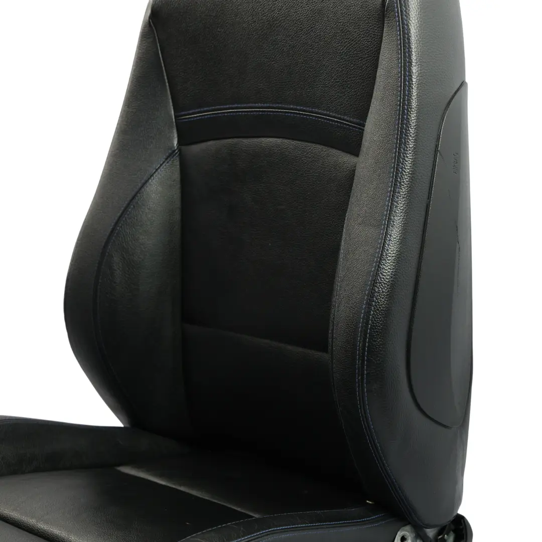 BMW E90 E91 LCI Front Seat Heated M Sport Left N/S Black Leather Dakota Blue - SKU 7843515-2 - Part number 7843515