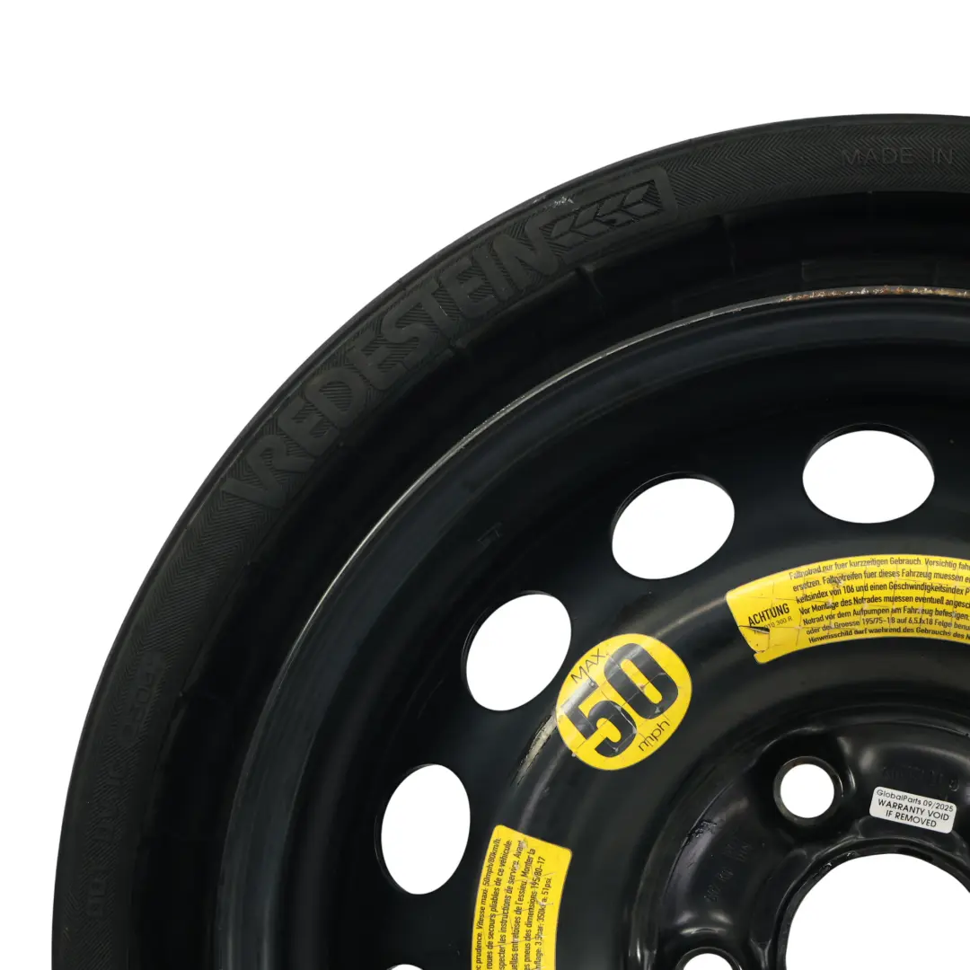 7L Spare Wheel Steel R18 195/75 Vredestein Space Master to VW Touareg with Part number 7L0601027 VW Touareg 7L Spare Wheel Steel R18 195/75 Vredestein Space Master - SKU 7L0601027 - Part number 7L0601027