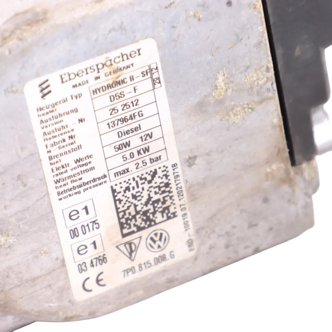 7P Webasto Auxiliary Heater 3.0 TDI to Porsche Cayenne 92A VW Touareg with Part number 7P0815008G Porsche Cayenne 92A VW Touareg 7P Webasto Auxiliary Heater 3.0 TDI - SKU 7P0815008G - Part number 7P0815008G