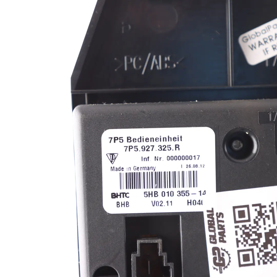 Porsche Cayenne 92A Heated Seat Switch Centre Console Button Panel - SKU 7P5927325R - Part number 7P5927325R