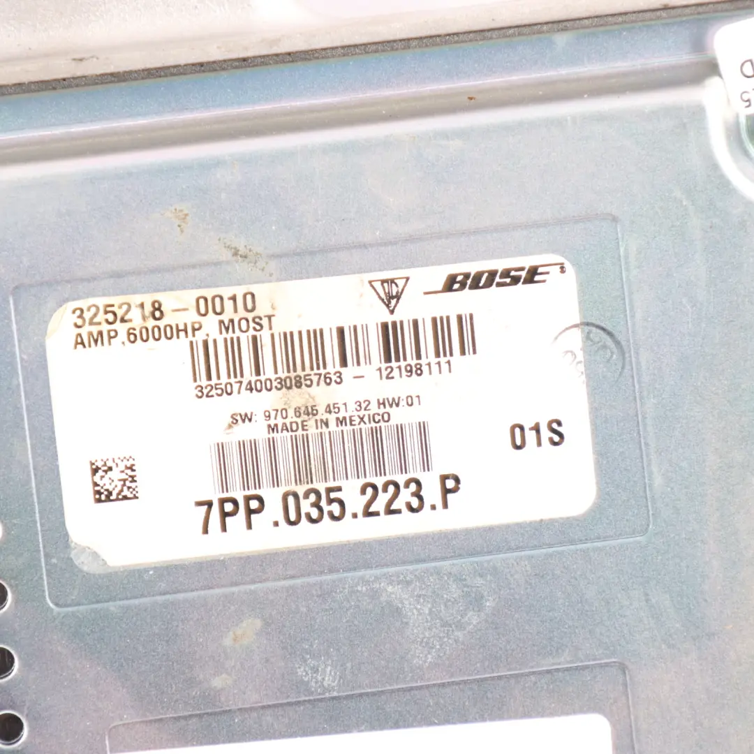 Audio Sound Amplifier Bose System to Porsche Cayenne 92A with Part number 7PP035223P Porsche Cayenne 92A Audio Sound Amplifier Bose System - SKU 7PP035223P - Part number 7PP035223P