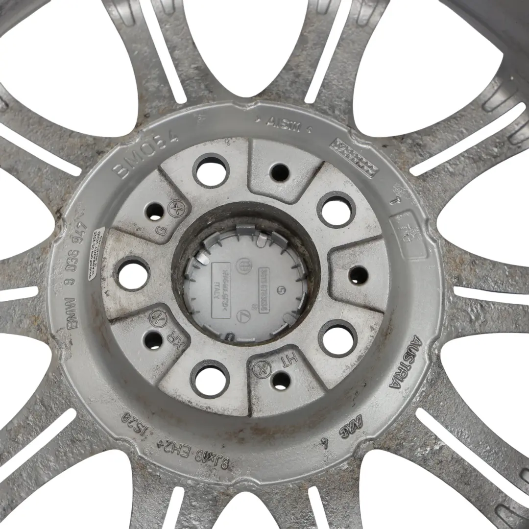 BMW E60 E61 Felga Aluminiowa Srebrna 18" ET:20 8J M Szprychy Podwójne 135 - SKU 8036947-6 - Numer Części 8036947