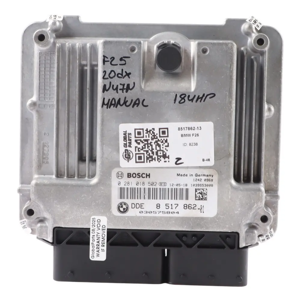 BMW F20 F21 X3 F25 20dX N47N 184HP Diesel Engine Unit ECU DDE 8517862 Manual
